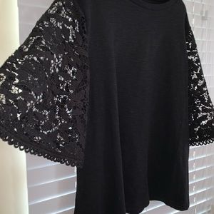 Black lace sleeve shirt